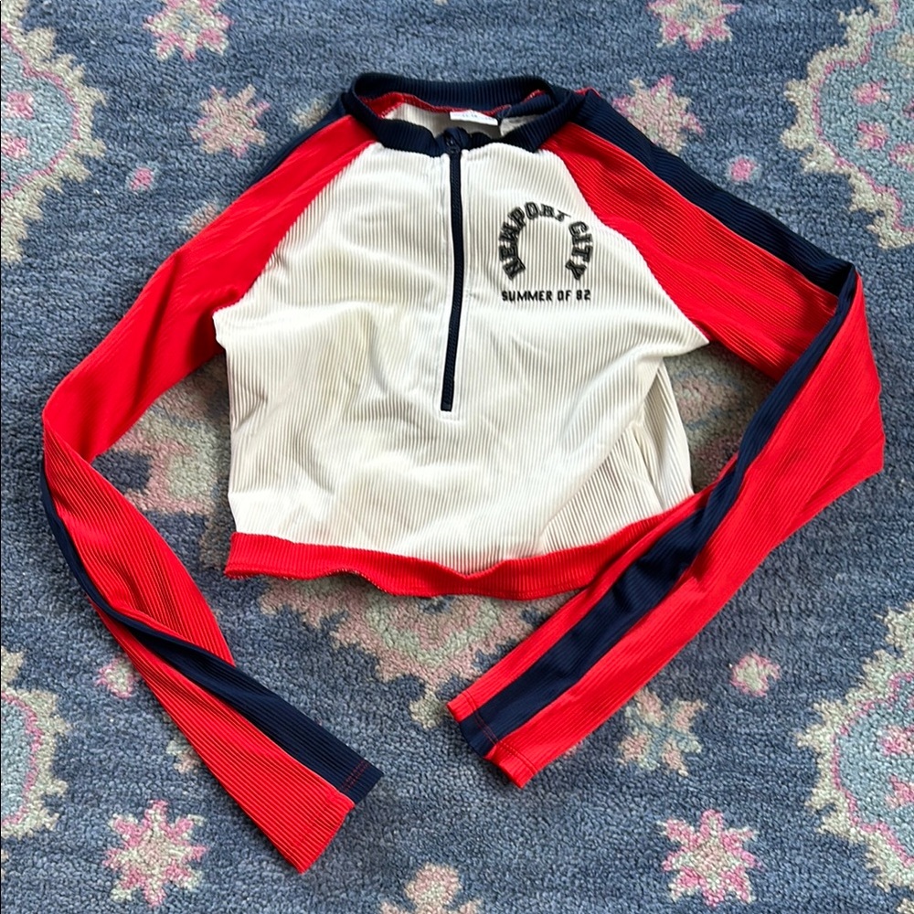 Newport Kids Swim Top - Red and White
